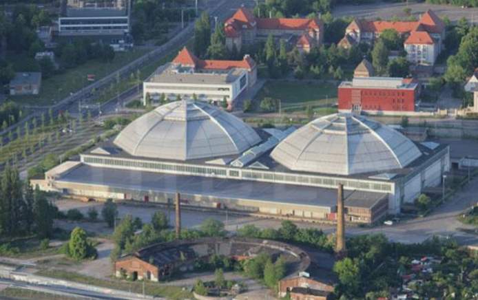 Luftaufnahme - Kohlrabizirkus Leipzig die ehemaligen Großmarkthallen von Leipzig