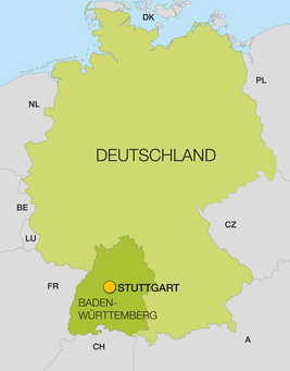 Landkarte Deutschland - Stuttgart