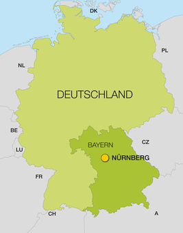 Landkarte Deutschland - Nürnberg