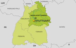 Landkarte Deutschland - Baden Württemberg - Stuttgart