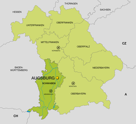 Landkarte Deutschland - Schwaben - Augsburg