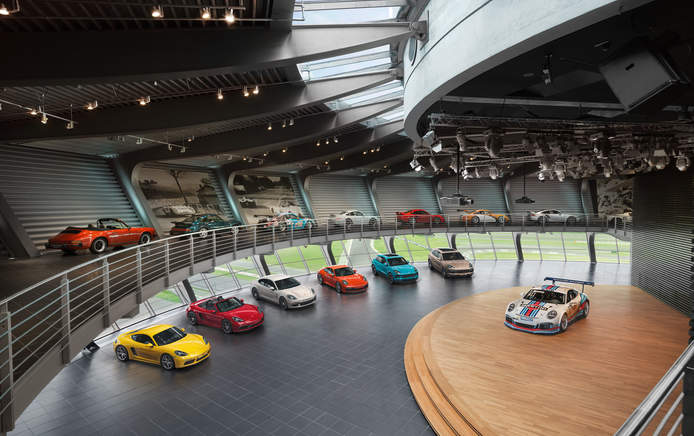 Porsche Auditorium with Porsche model range